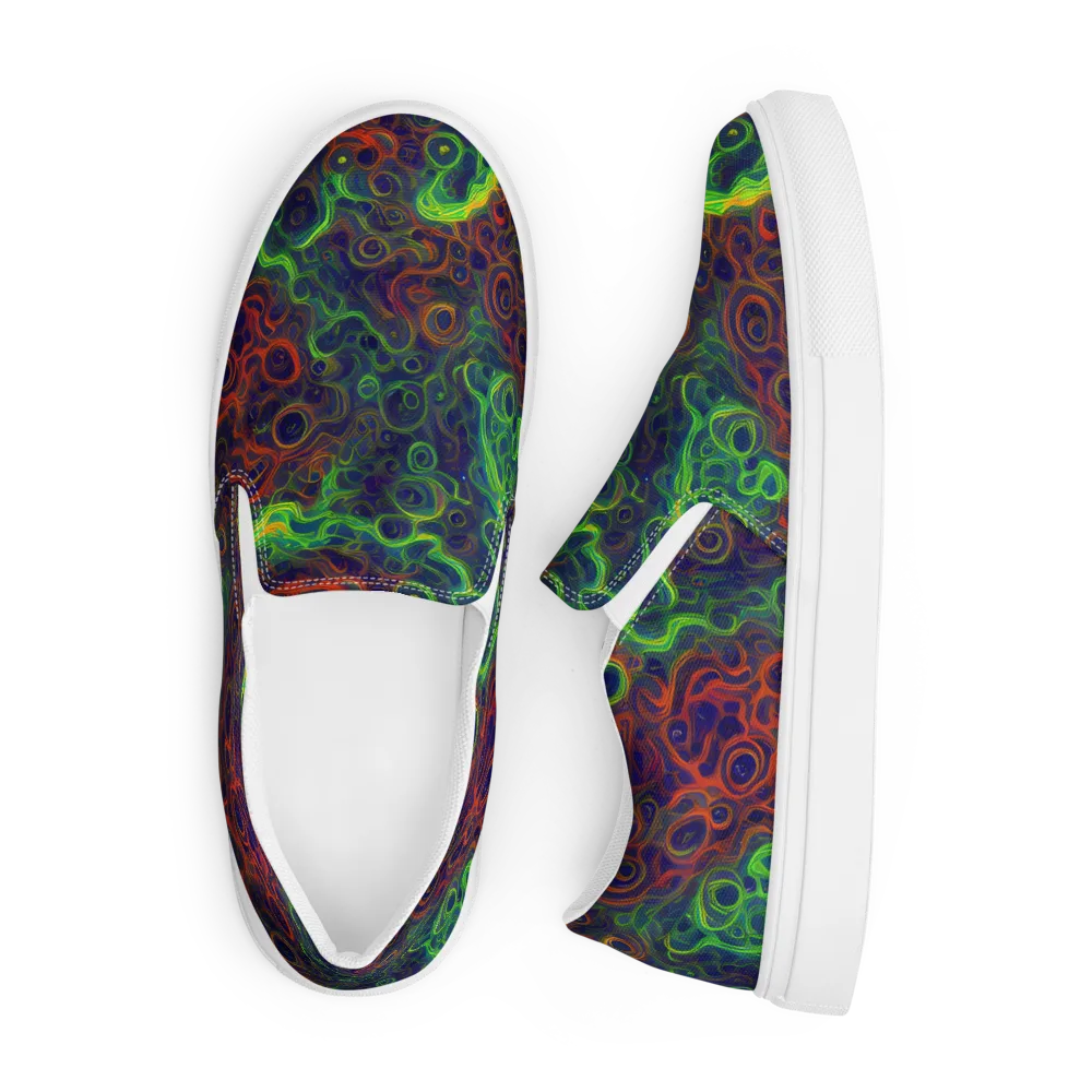 Cobalt Swirl on Men's Slip-On Canvas Shoes — Front