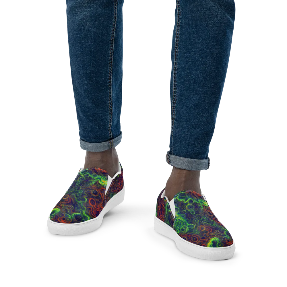 Cobalt Swirl on Men's Slip-On Canvas Shoes — Front