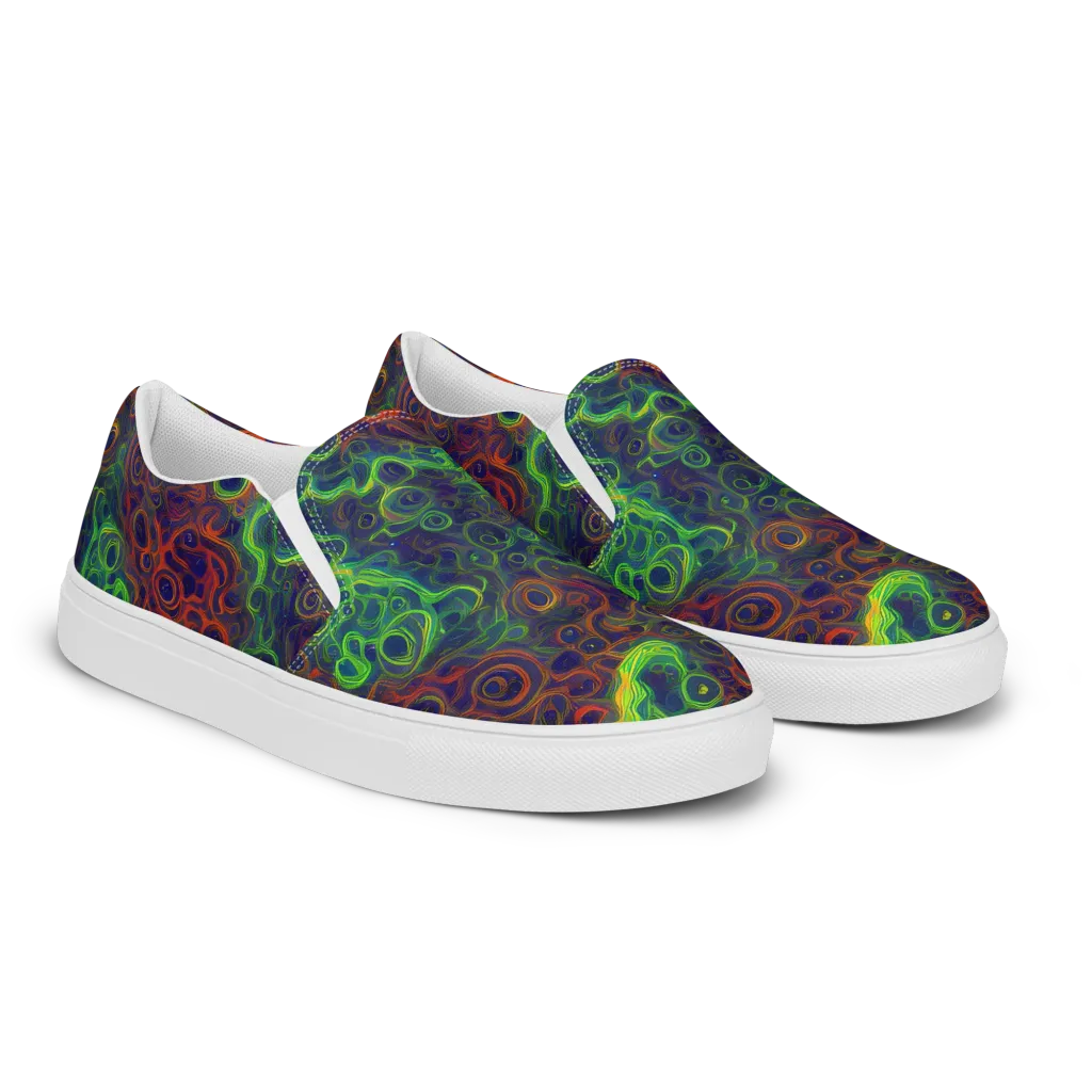 Cobalt Swirl on Women's Slip-On Canvas Shoes — Right Front