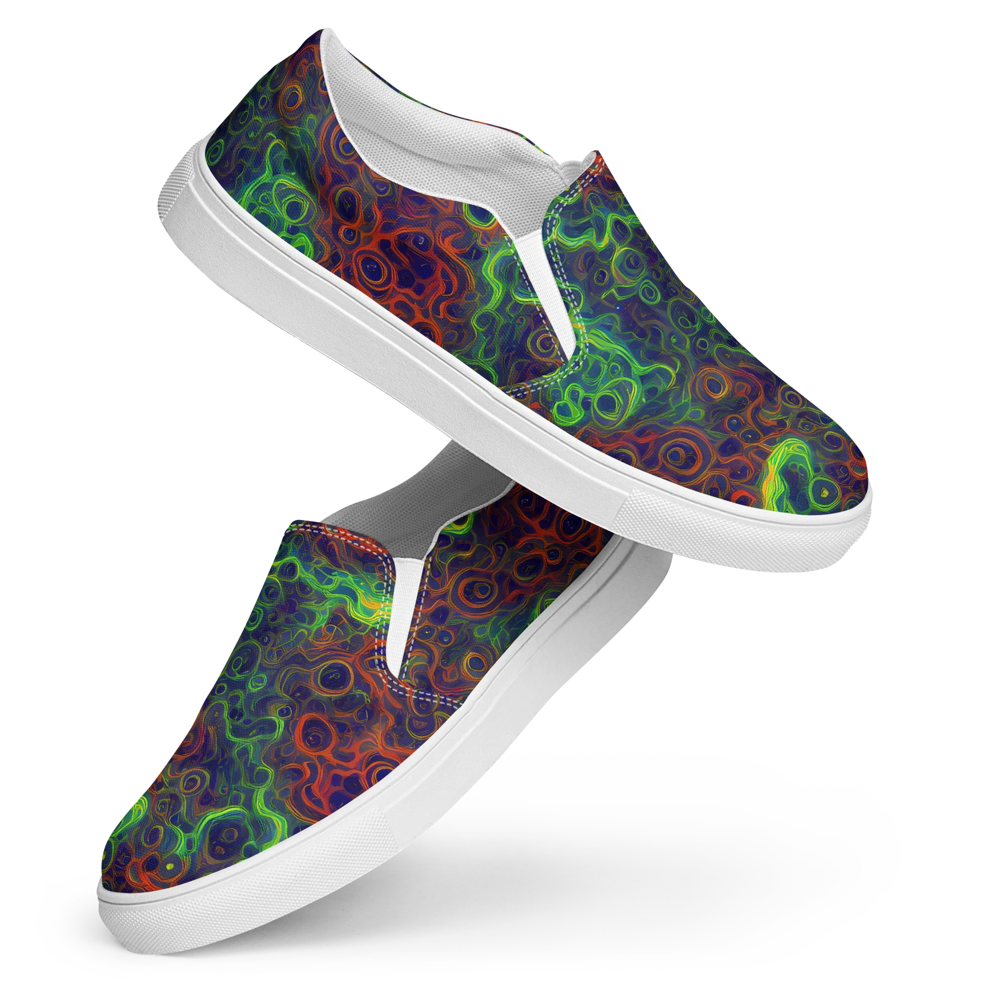Cobalt Swirl on Women's Slip-On Canvas Shoes — Front