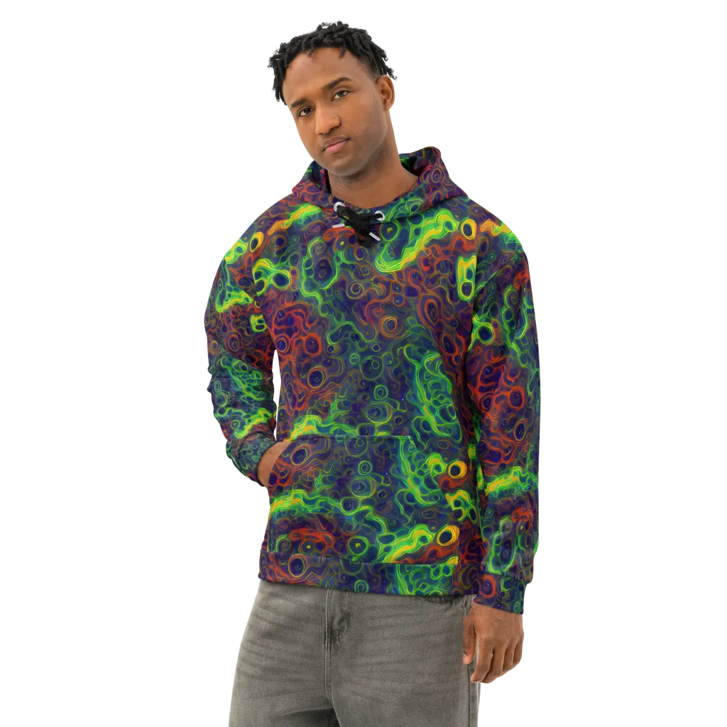 Cobalt Swirl on Cotton Hoodie — Left Front