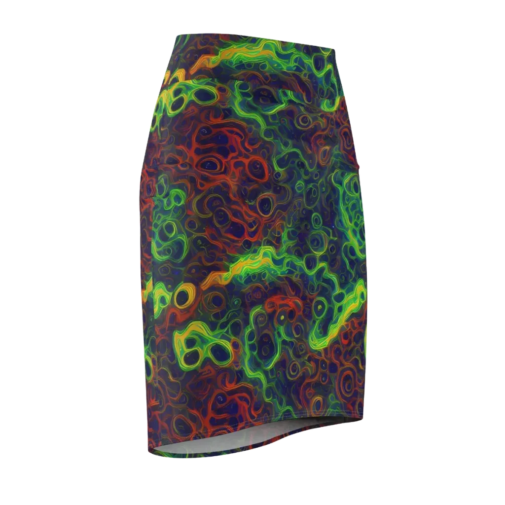 Cobalt Swirl on Pencil Skirt — Front Side