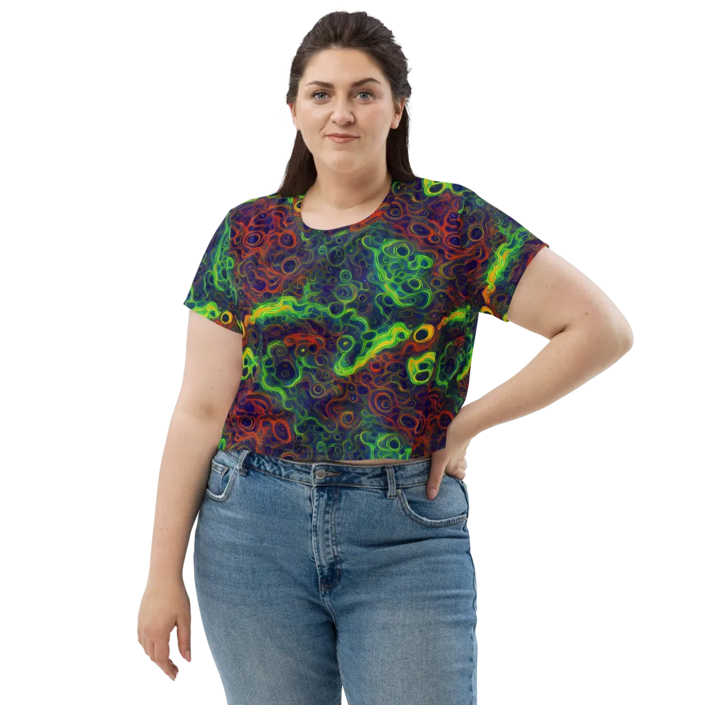 Cobalt Swirl on Crop Tee — Front