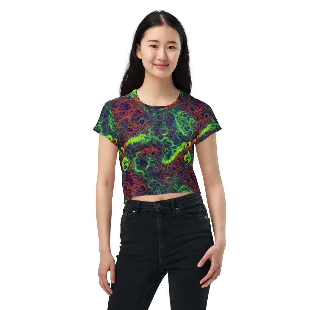Cobalt Swirl on Crop Tee — Front