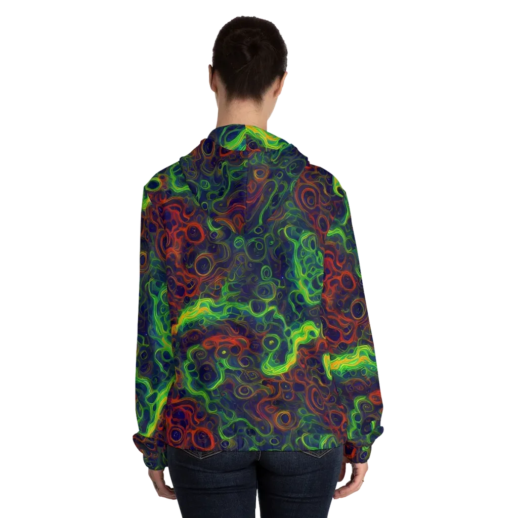 Cobalt Swirl on Women's Full-Zip Hoodie — Back On Person