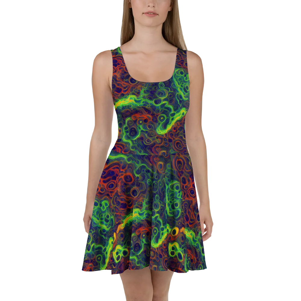 Cobalt Swirl on Skater Dress — Front