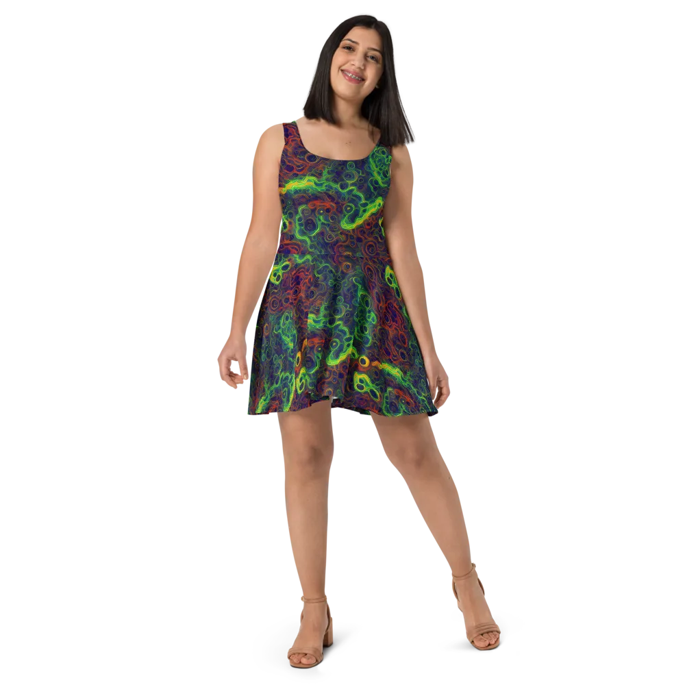 Cobalt Swirl on Skater Dress — Front