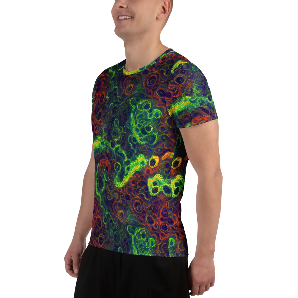 Cobalt Swirl on Men's Athletic T-Shirt — Left