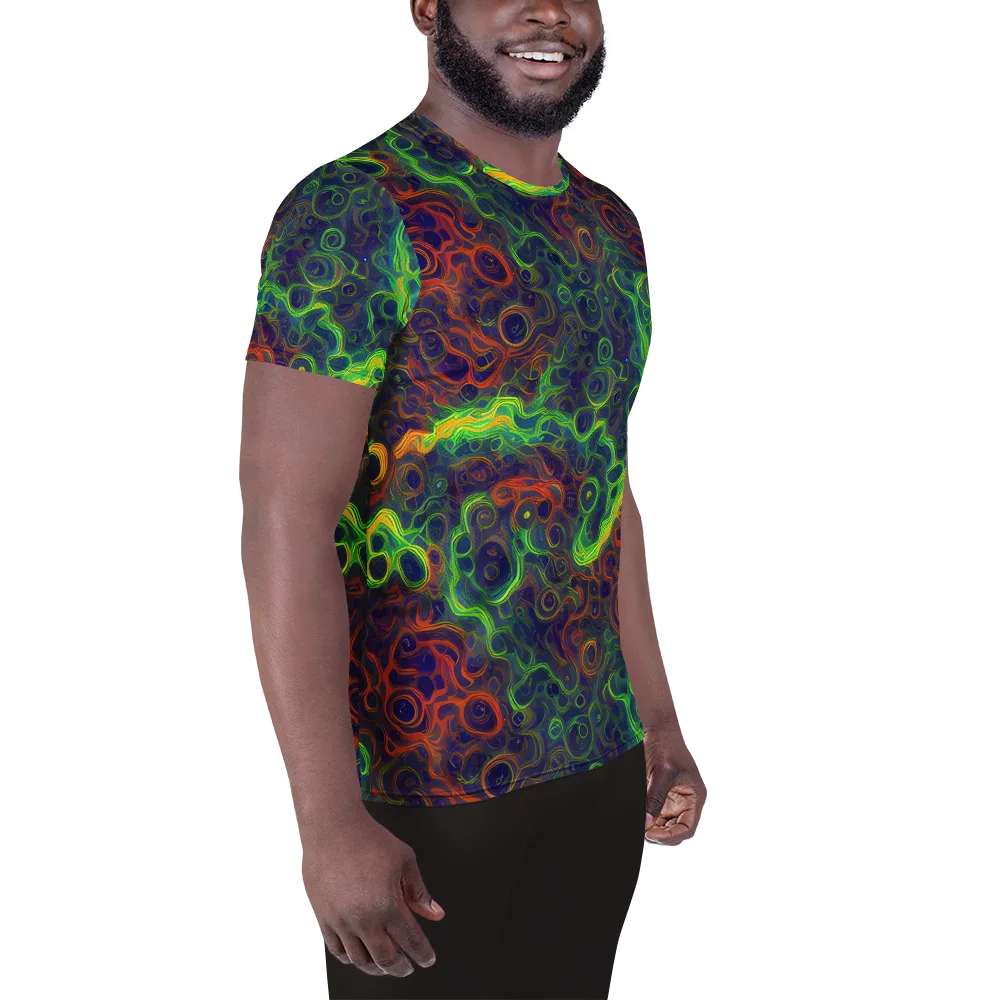 Cobalt Swirl on Men's Athletic T-Shirt — Right
