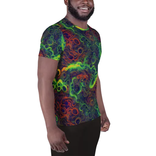 Cobalt Swirl on a Men's Athletic T-Shirt
