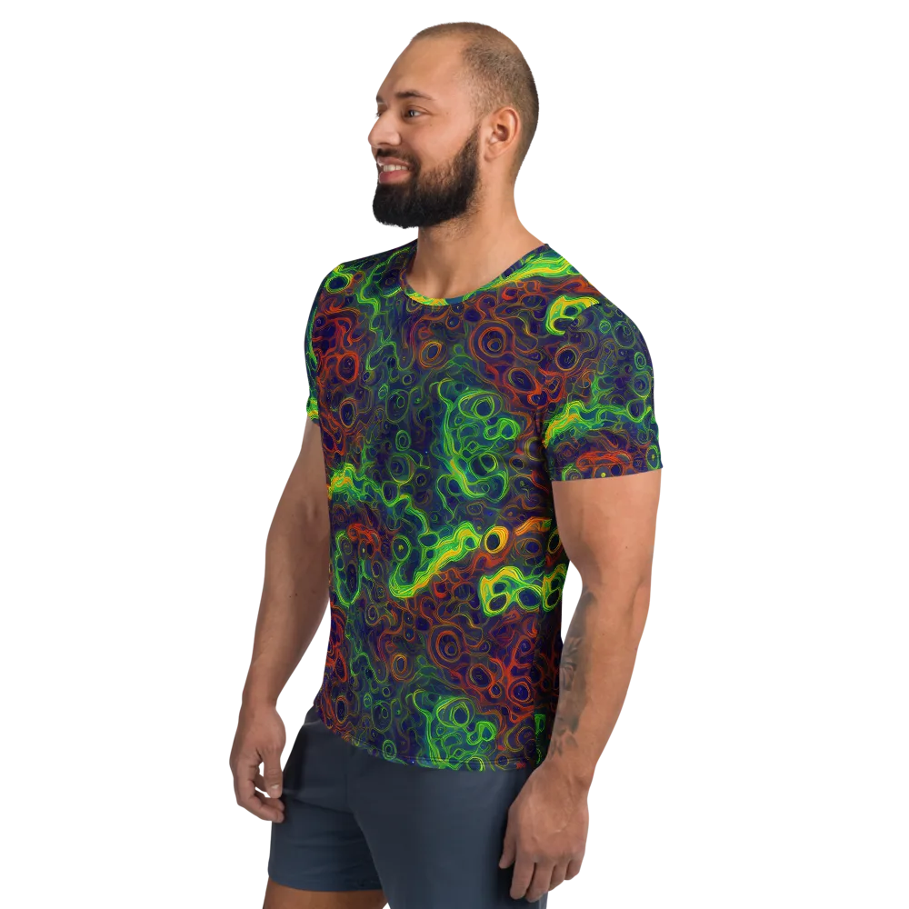 Cobalt Swirl on Men's Athletic T-Shirt — Left