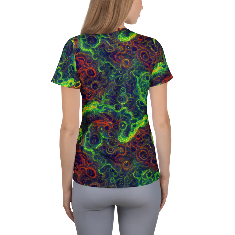 Cobalt Swirl on Women's Athletic T-Shirt — Back