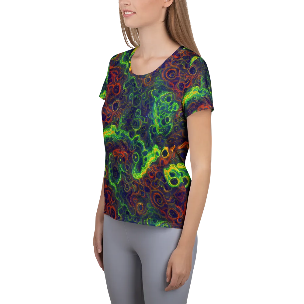 Cobalt Swirl on Women's Athletic T-Shirt — Left