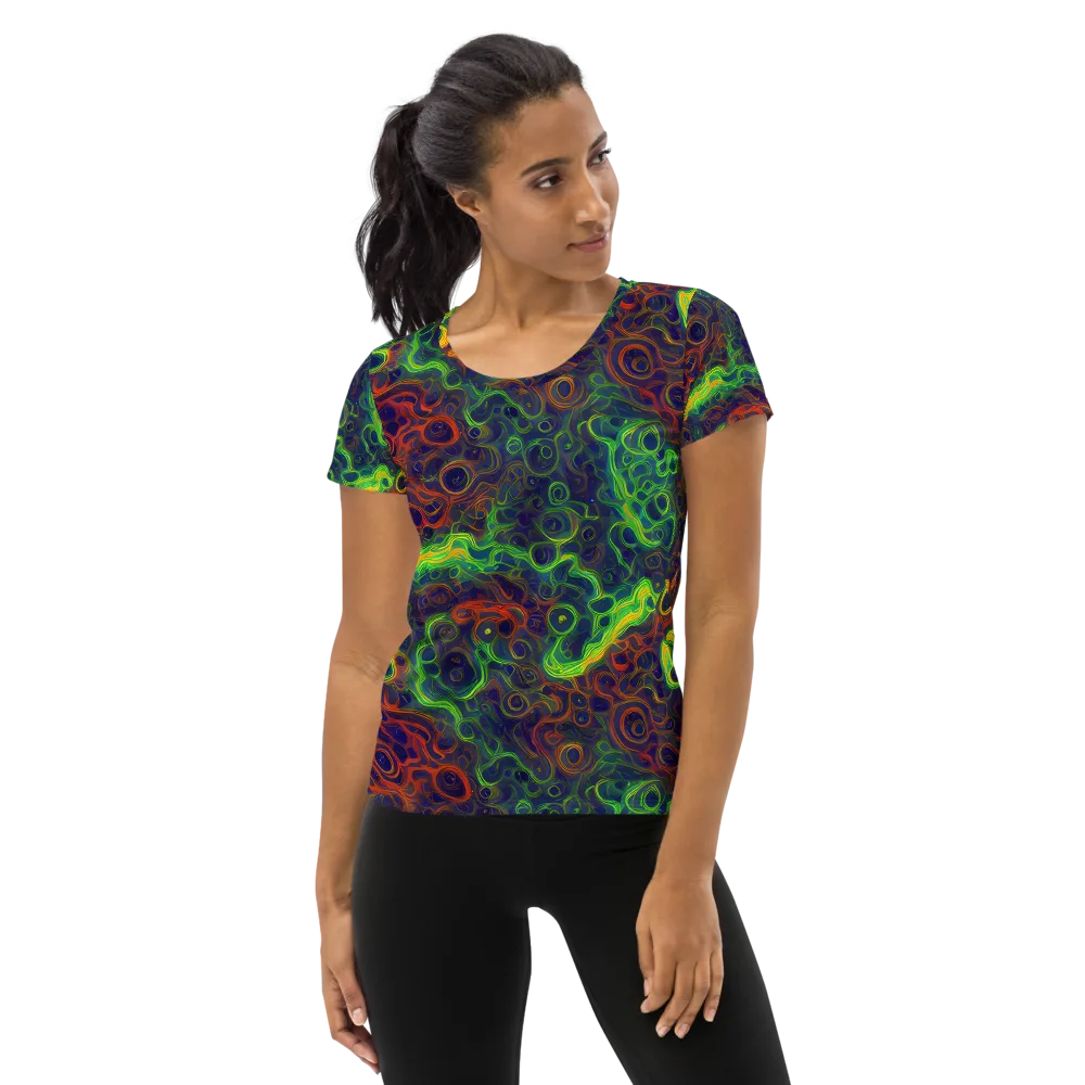 Cobalt Swirl on Women's Athletic T-Shirt — Front