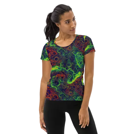 Cobalt Swirl on a Women's Athletic T-Shirt