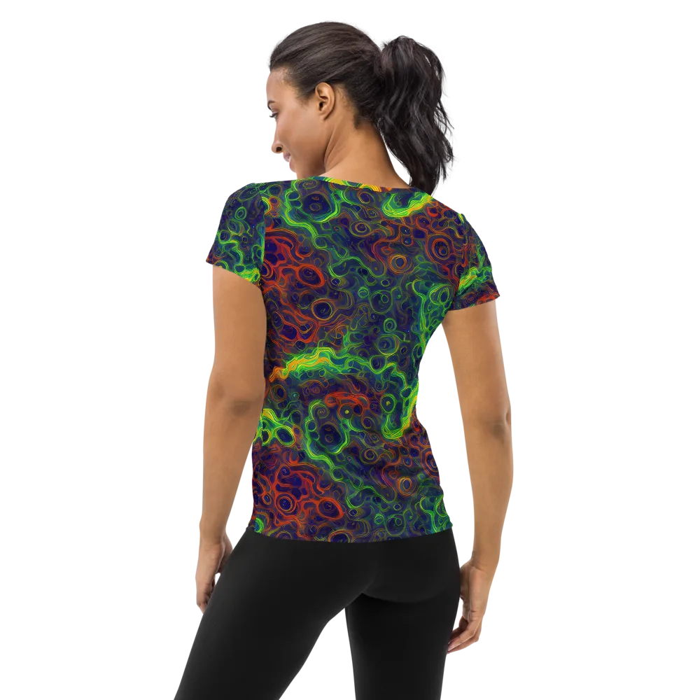 Cobalt Swirl on Women's Athletic T-Shirt — Back