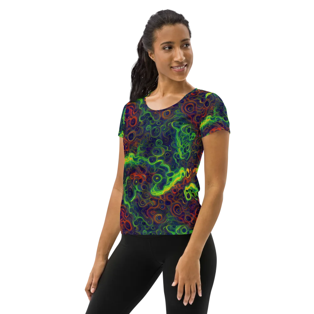 Cobalt Swirl on Women's Athletic T-Shirt — Left