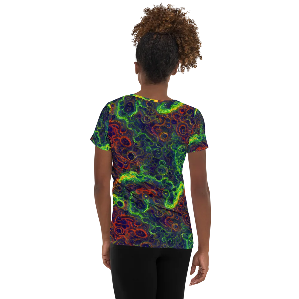 Cobalt Swirl on Women's Athletic T-Shirt — Back