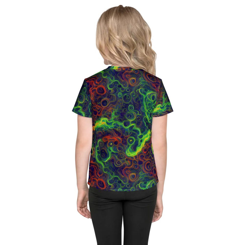Cobalt Swirl on Kids Crew Neck T-Shirt — Back