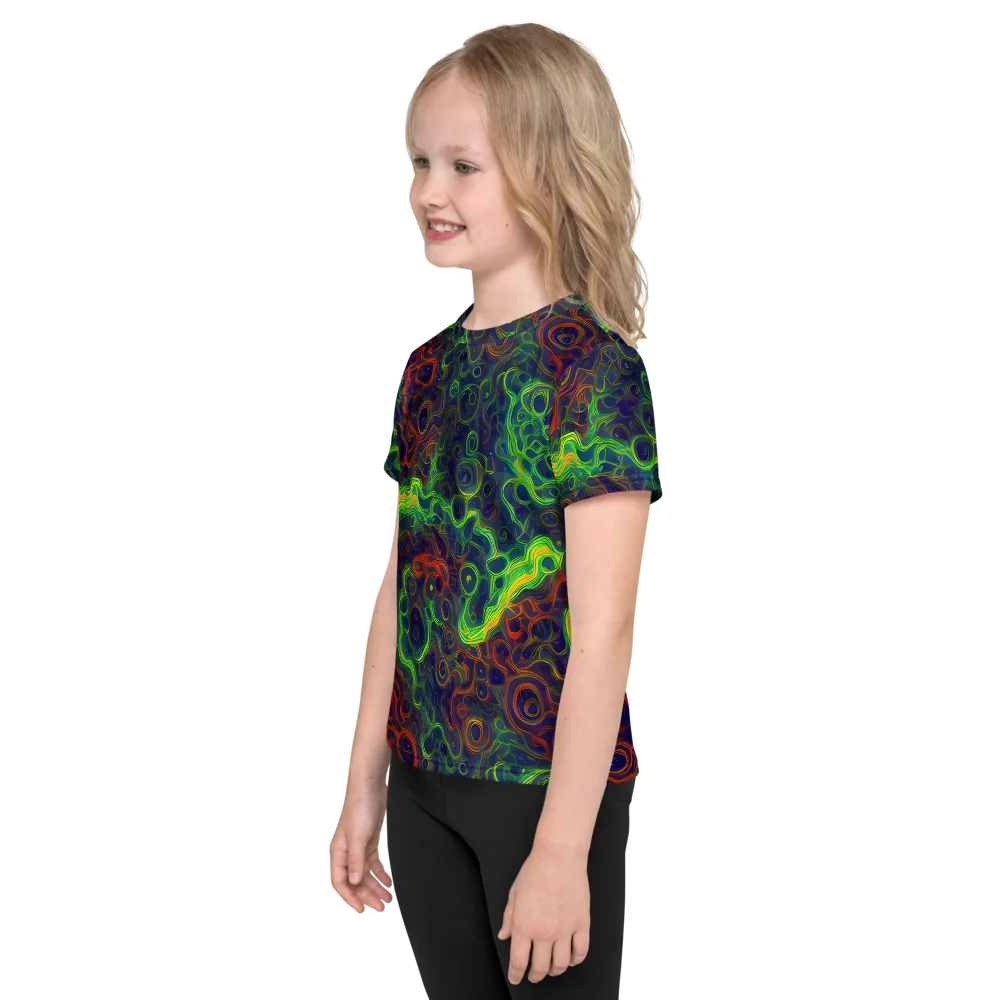 Cobalt Swirl on Kids Crew Neck T-Shirt — Left