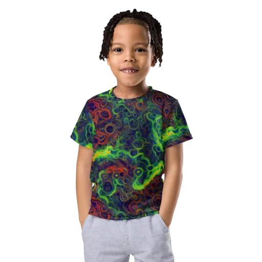 Cobalt Swirl on a Kids Crew Neck T-Shirt