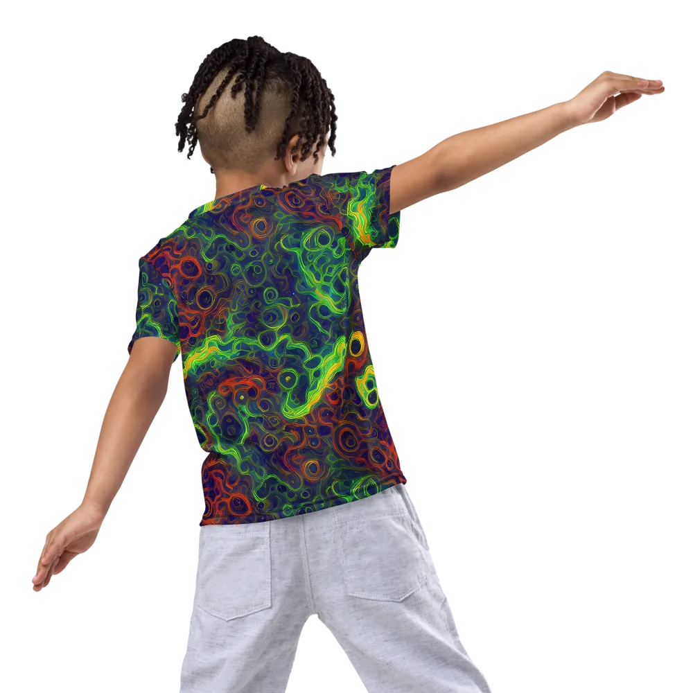 Cobalt Swirl on Kids Crew Neck T-Shirt — Back