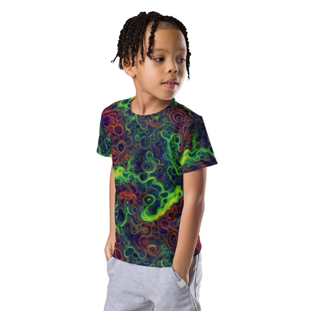 Cobalt Swirl on Kids Crew Neck T-Shirt — Left Front