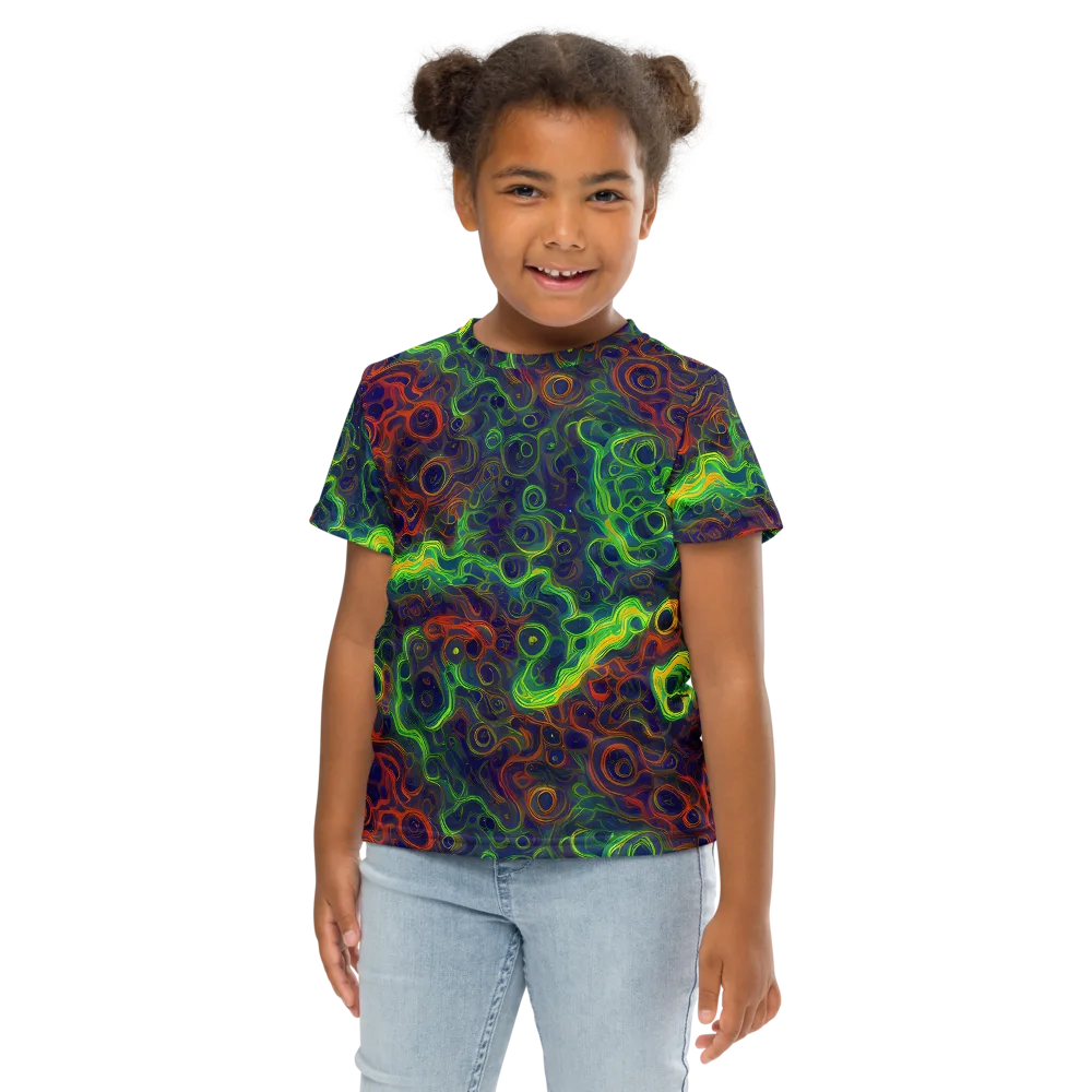 Cobalt Swirl on Kids Crew Neck T-Shirt — Front
