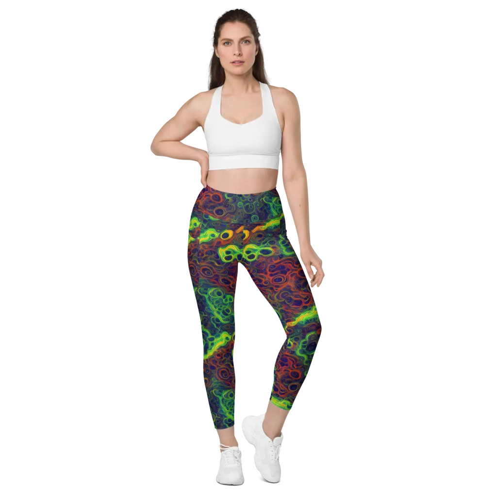 Cobalt Swirl on Leggings with Pockets — Front