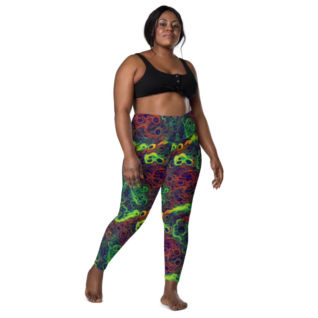 Cobalt Swirl on Leggings with Pockets — Front