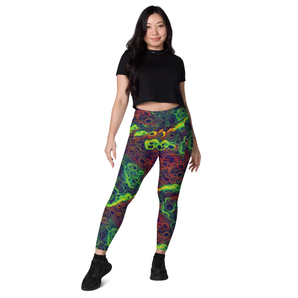 Cobalt Swirl on Leggings with Pockets — Front