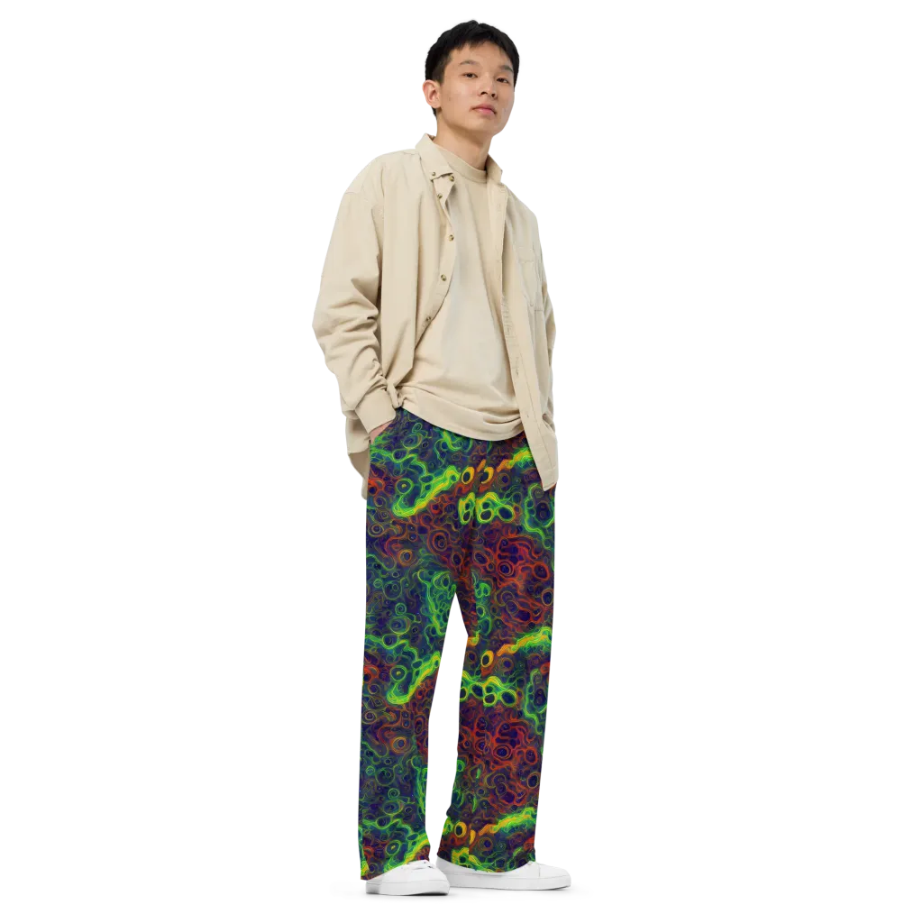 Cobalt Swirl on Wide-Leg Pants — Right Front