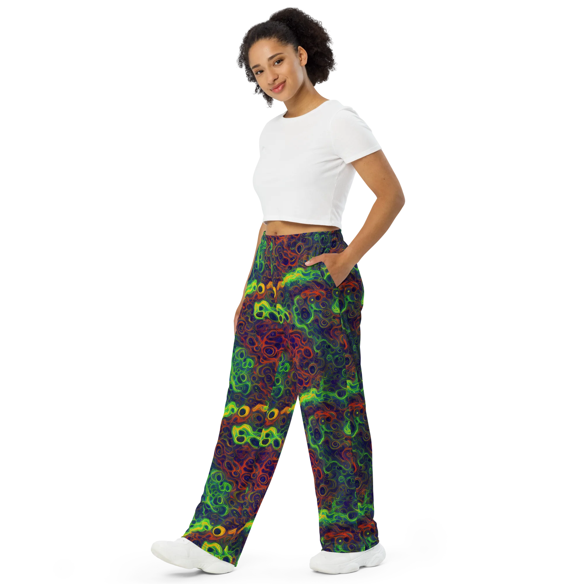 Cobalt Swirl on Wide-Leg Pants — Left Front