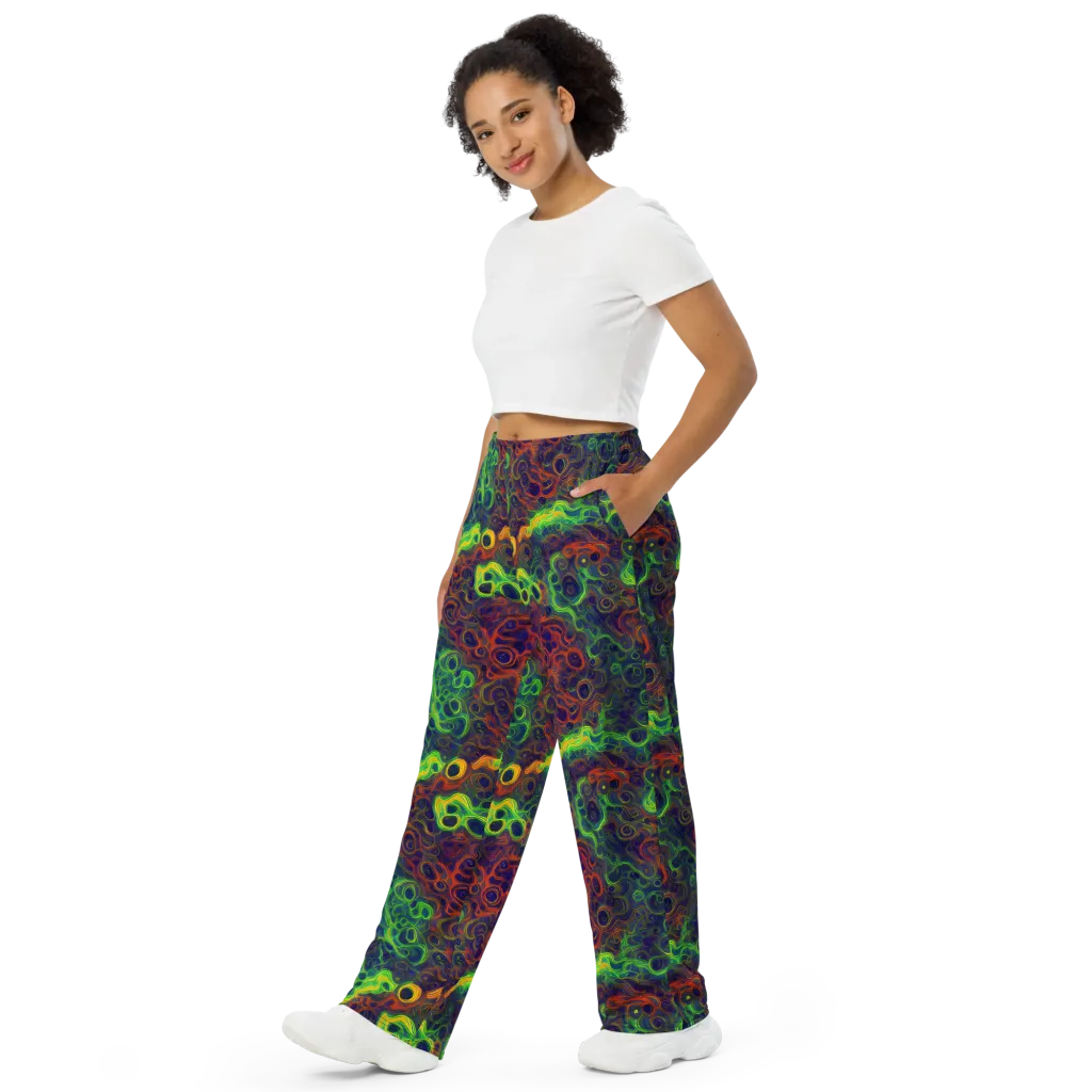 Cobalt Swirl on Wide-Leg Pants — Left Front