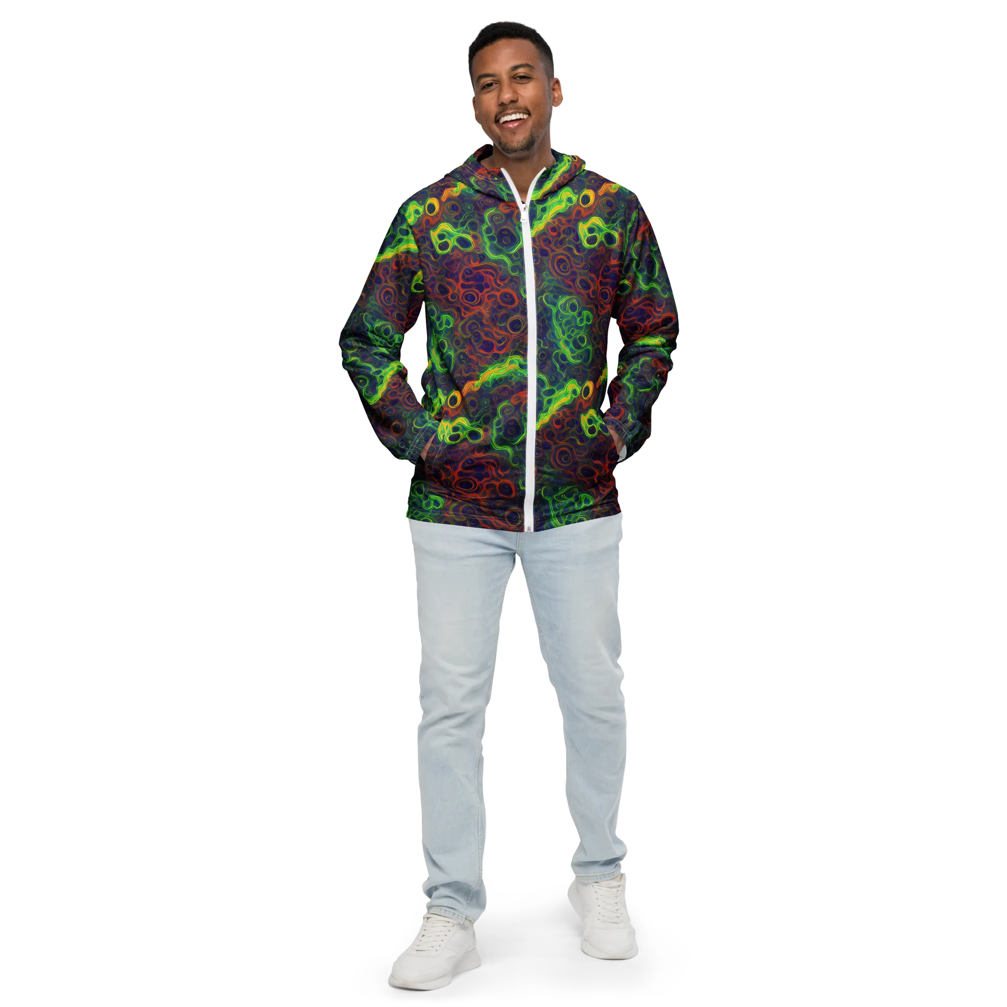 Cobalt Swirl on Men's Windbreaker — Front