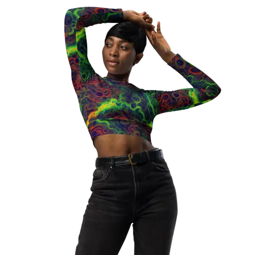 Cobalt Swirl on a Long Sleeve Crop Top