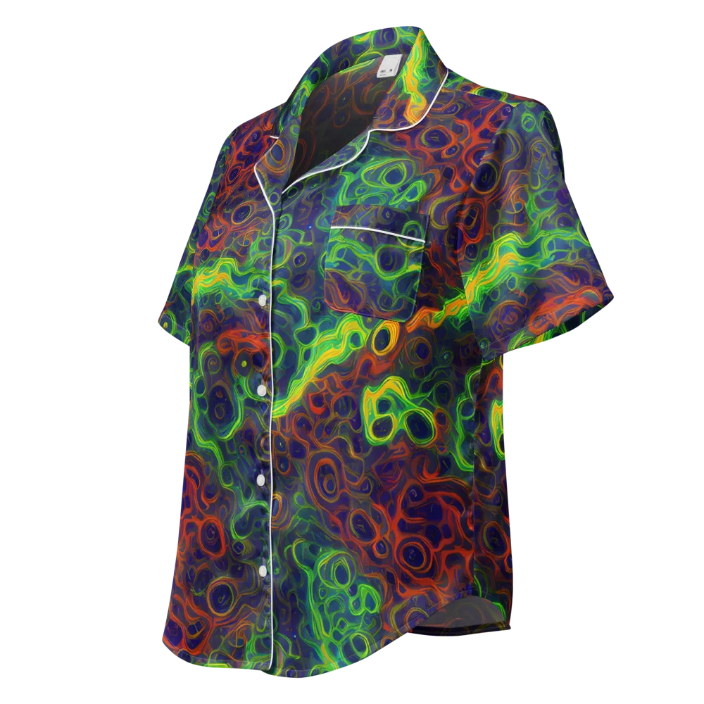 Cobalt Swirl on Women's Short Sleeve Pajama Top — Left Front