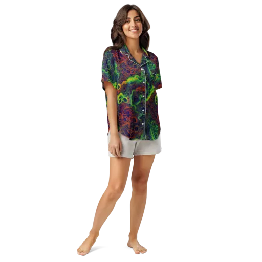 Cobalt Swirl on a Women's Short Sleeve Pajama Top