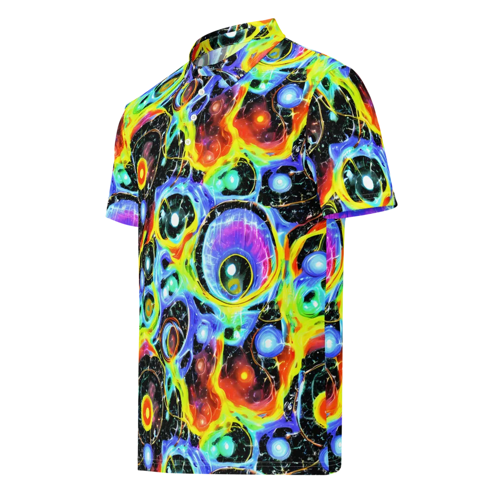 Chromatic Galaxies on Men's Slim Fit Polo Shirt — Left Front