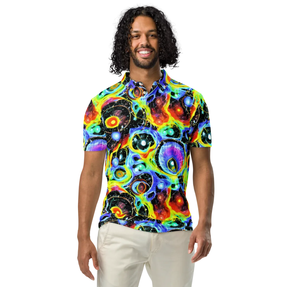 Chromatic Galaxies on Men's Slim Fit Polo Shirt — Front