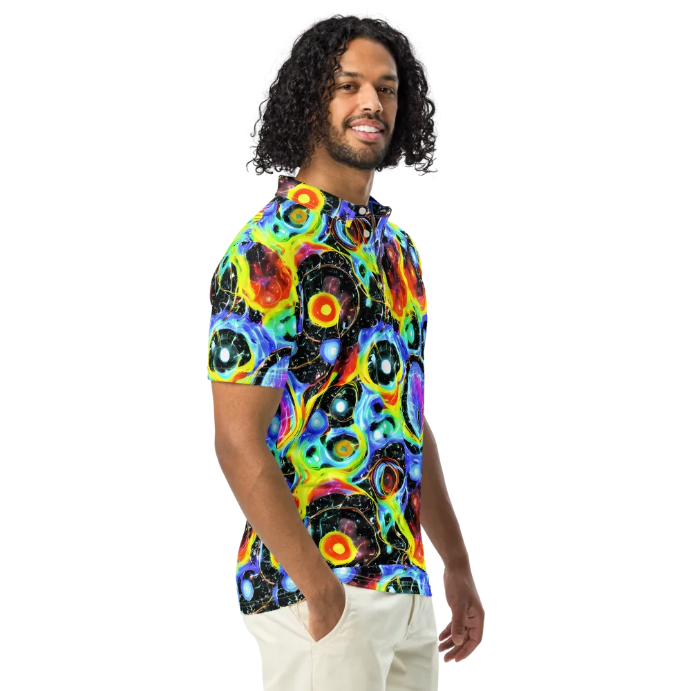 Chromatic Galaxies on Men's Slim Fit Polo Shirt — Right Front