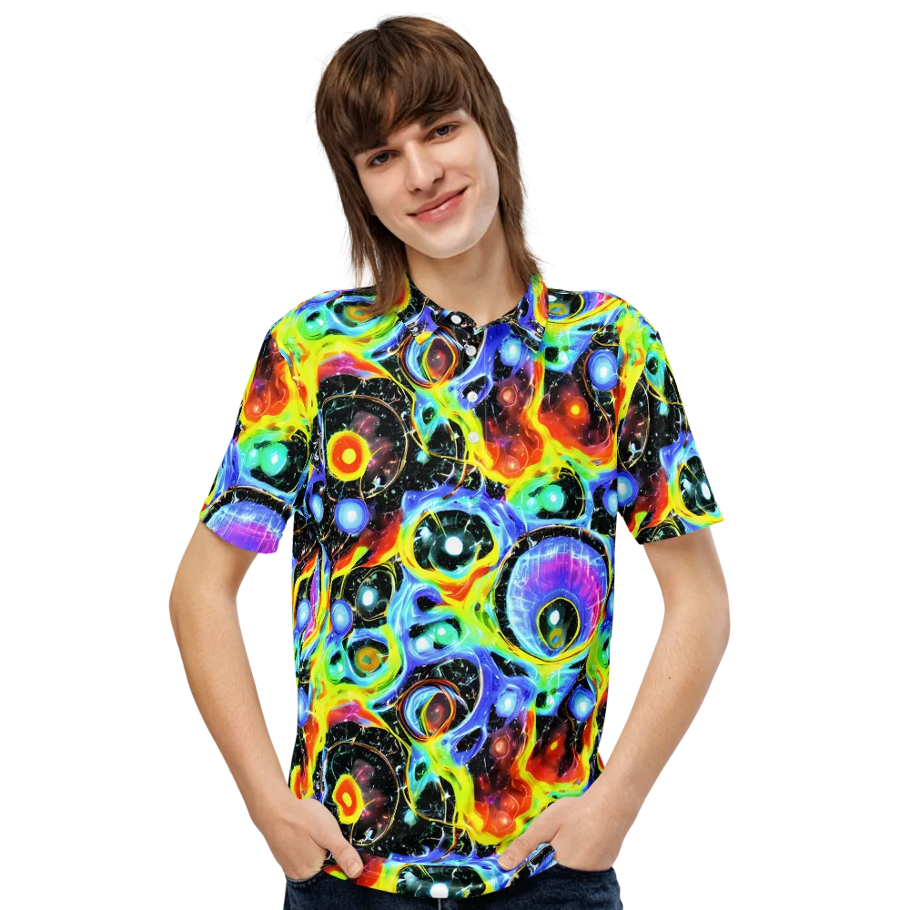 Chromatic Galaxies on Men's Slim Fit Polo Shirt — Front