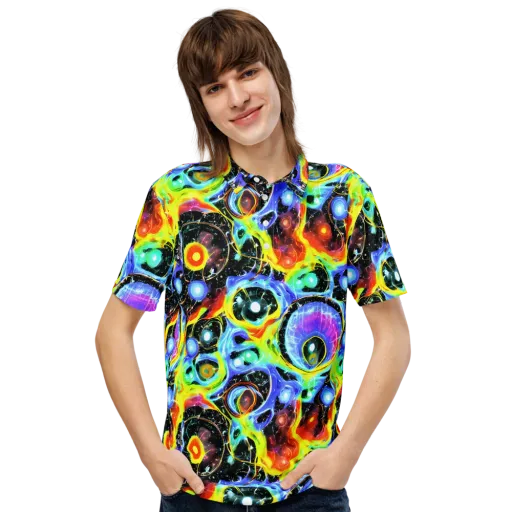 Chromatic Galaxies on a Men's Slim Fit Polo Shirt