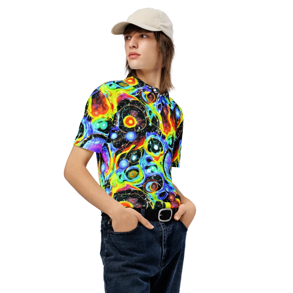 Chromatic Galaxies on Men's Slim Fit Polo Shirt — Right Front
