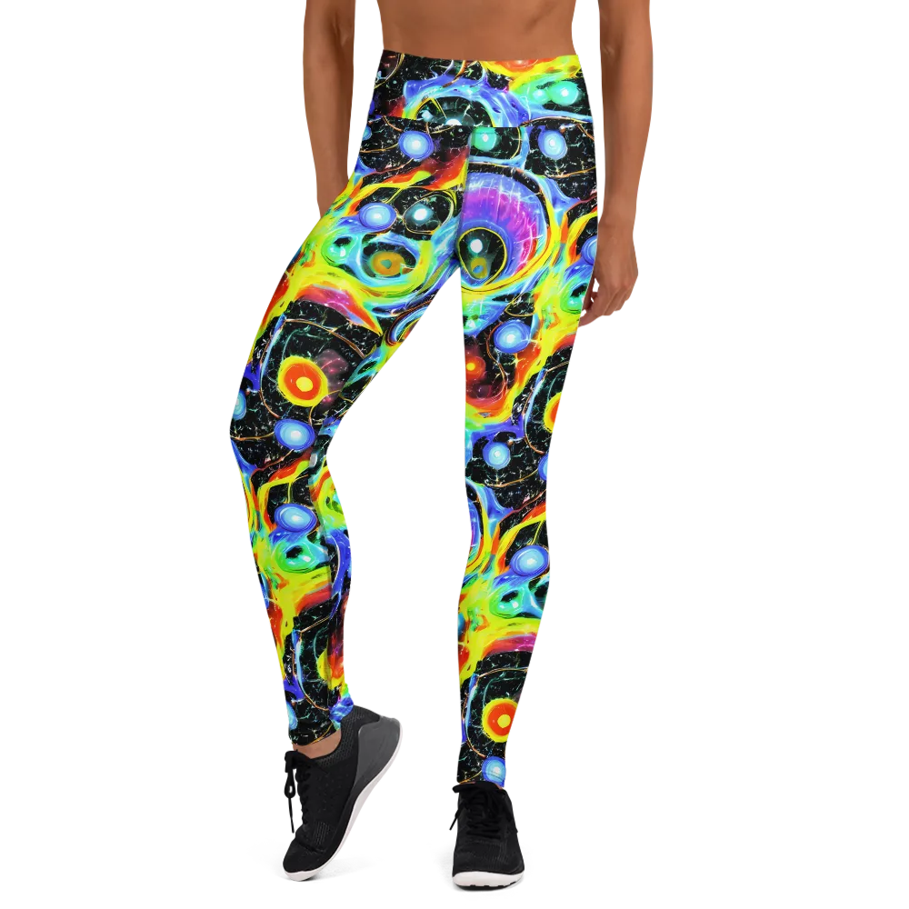Chromatic Galaxies on Yoga Leggings — Front