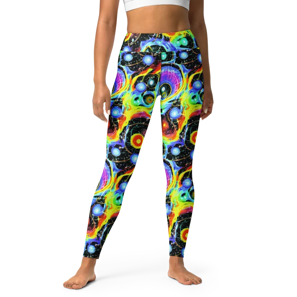 Chromatic Galaxies on Yoga Leggings — Front