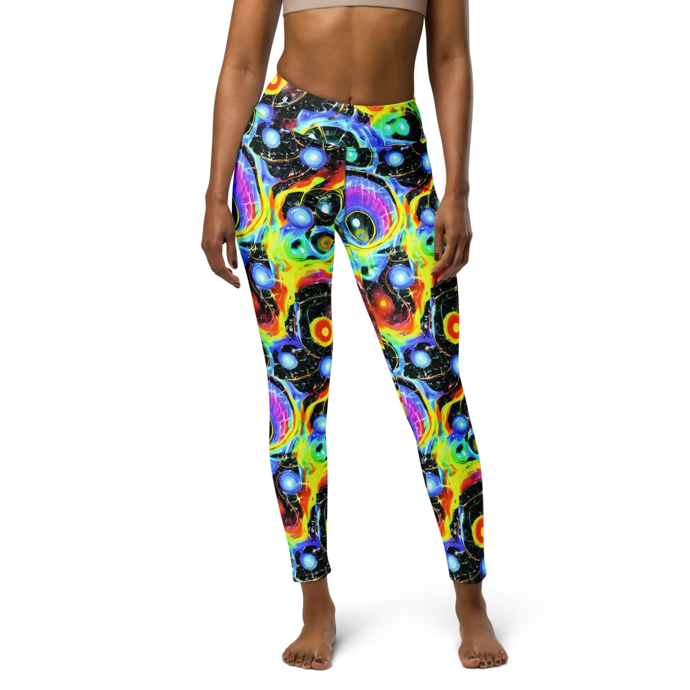 Chromatic Galaxies on Yoga Leggings — Front