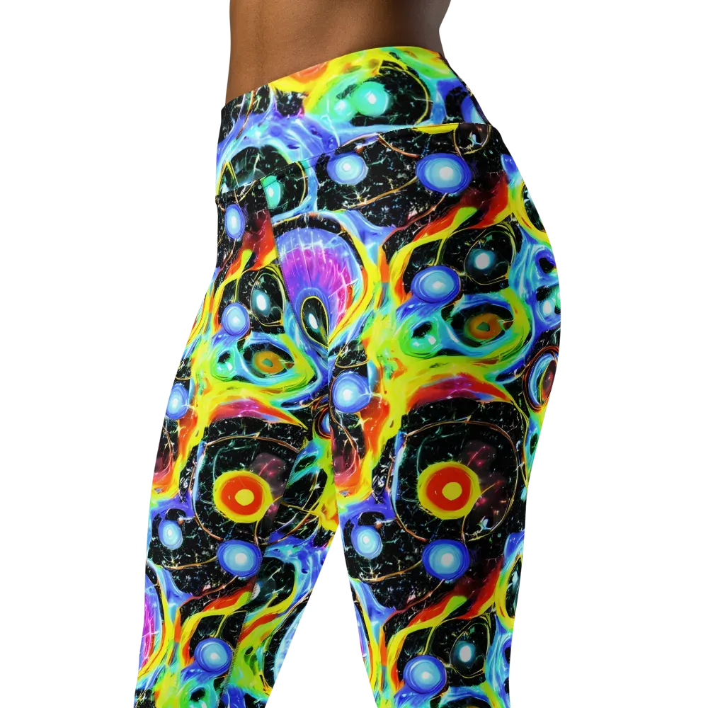Chromatic Galaxies on Yoga Leggings — Left Front