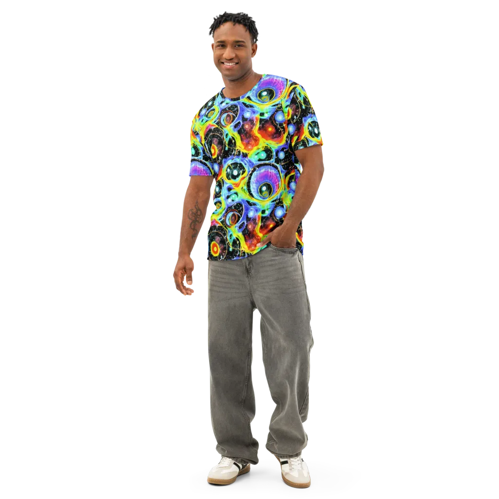 Chromatic Galaxies on Men's Cotton Crew Neck T-Shirt — Front