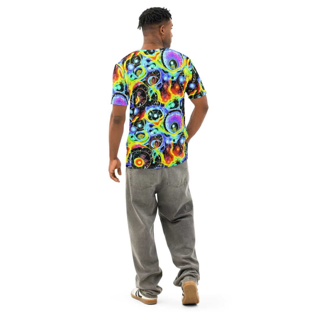 Chromatic Galaxies on Men's Cotton Crew Neck T-Shirt — Back